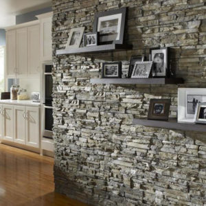 Eldorado stacked stone, nantucket used on wall in a kitchen