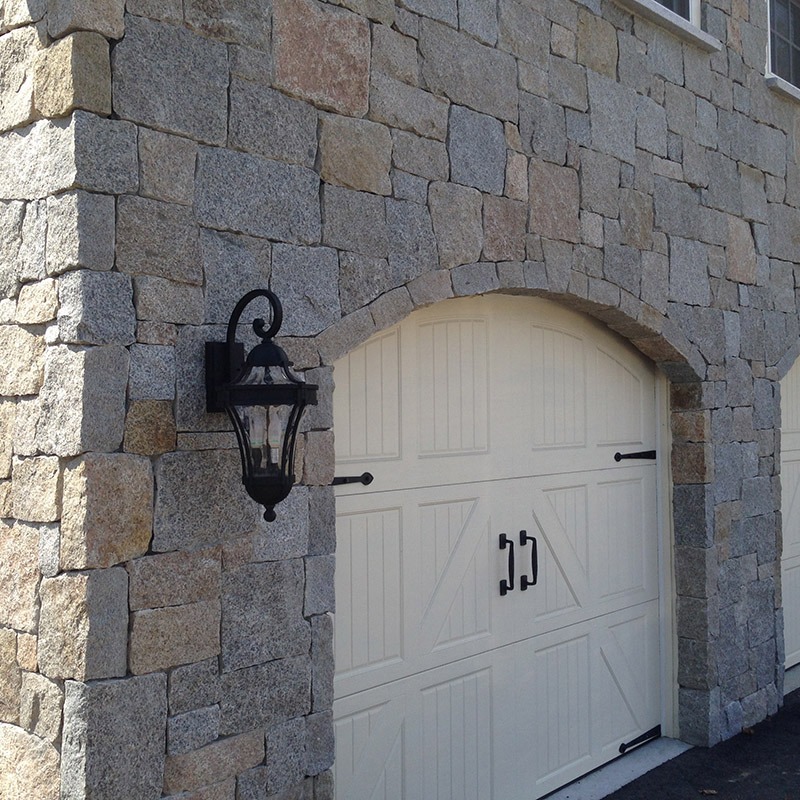 PSW natural thin veneer antique granite square rec on garage