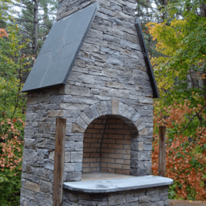 outdoor brick oven made of castleton granite