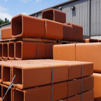 Superior Clay Corporation flue stacked in a stoneyard