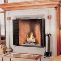 rumford fireplace with red firebrick